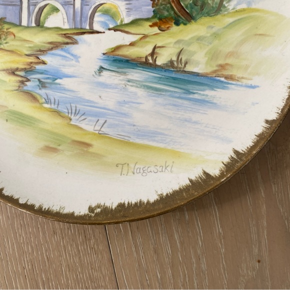 ⭐️Enesco⭐️4 Vintage Hand Painted Plate Signed by artist T. Nagasaki - Picture 7 of 10